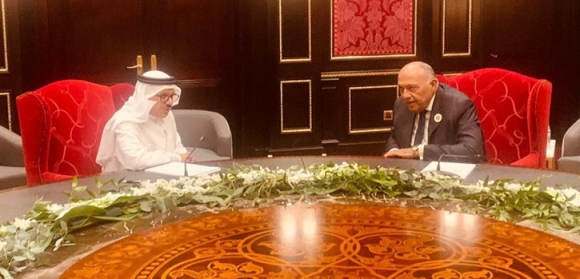 وزير الخارجية يلتقي نظيره البحريني خلال أعمال مجلس وزراء الخارجية العرب في المنامة